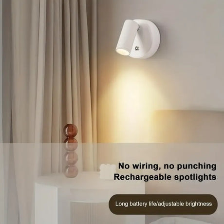 Drill Free Magnetic Charging Spotlight, 2000mAh Long Battery Life Touch Dimming, 350 Degree Rotation Multi Scene, Easily Create Home Ambiance/white