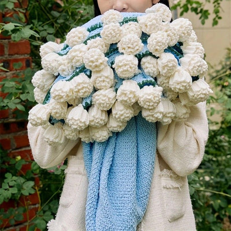 Hand-Crocheted Rose Round Blanket: A versatile romantic gift that brightens everyday warmth. (Diameter: 110 CM / 43.3 IN, bean paste)