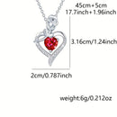 Rose Heart Pendant Necklace, copper-inlaid zirconia with ruby accents, adjustable chain. Symbolizing "I love you," it is a heartfelt jewelry gift for female relatives and friends, perfect for Christmas, Valentine’s Day, birthdays, and other holidays.