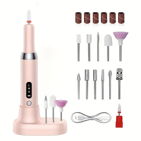 White  Wireless Charging Nail Drill, 3-Speed Adjustable, Professional-Level Care in One Tool