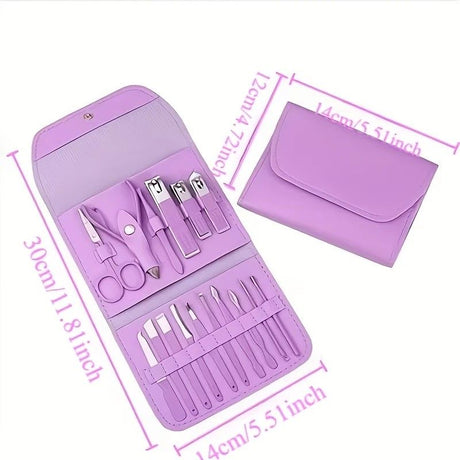 16-Piece Nail Care Set | Portable & Professional, One Box for Hand & Foot Details.purple