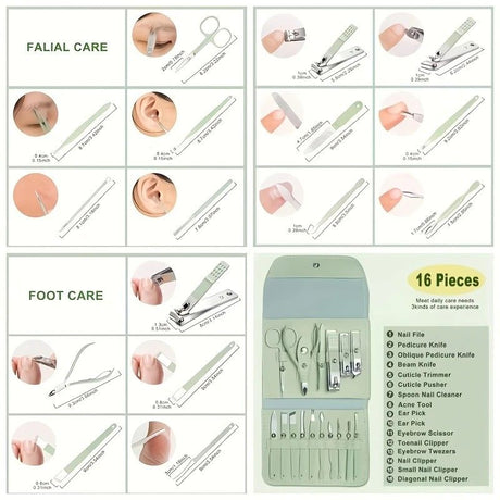 16-Piece Nail Care Set | Portable & Professional, One Box for Hand & Foot Details.purple