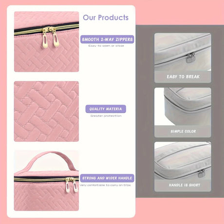 BLUE Double‑layer woven storage, scientifically organized with large capacity—Professional Nail Tool Carry‑on Bag, keeping tools perfectly ordered.