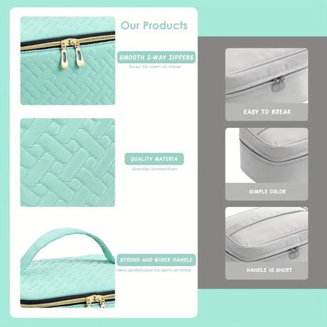 BLUE Double‑layer woven storage, scientifically organized with large capacity—Professional Nail Tool Carry‑on Bag, keeping tools perfectly ordered.