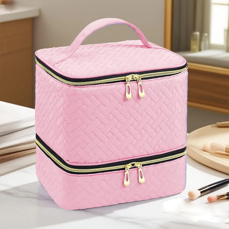BLUE Double‑layer woven storage, scientifically organized with large capacity—Professional Nail Tool Carry‑on Bag, keeping tools perfectly ordered.