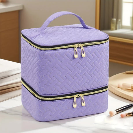 BLUE Double‑layer woven storage, scientifically organized with large capacity—Professional Nail Tool Carry‑on Bag, keeping tools perfectly ordered.