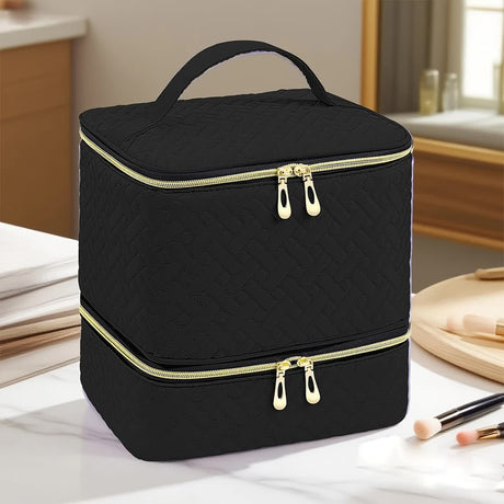 BLUE Double‑layer woven storage, scientifically organized with large capacity—Professional Nail Tool Carry‑on Bag, keeping tools perfectly ordered.