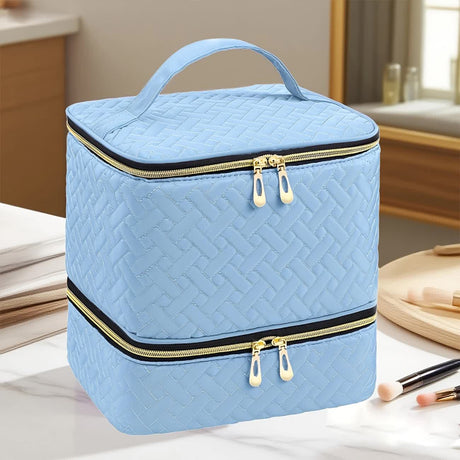 Green Double‑layer woven storage, scientifically organized with large capacity—Professional Nail Tool Carry‑on Bag, keeping tools perfectly ordered.