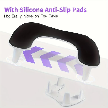 Pink This handheld nail care device integrates a U-shaped pillow and comes with a portable detachable stand. Designed with an inclined PU material and a sturdy base, it is crafted for both comfort and portability.
