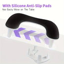 Grey This handheld nail care device integrates a U-shaped pillow and comes with a portable detachable stand. Designed with an inclined PU material and a sturdy base, it is crafted for both comfort and portability.