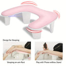 Grey This handheld nail care device integrates a U-shaped pillow and comes with a portable detachable stand. Designed with an inclined PU material and a sturdy base, it is crafted for both comfort and portability.