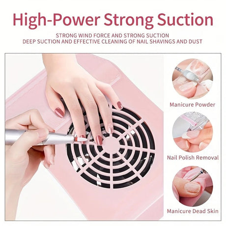 Nail Dust Collector: USB-Powered, Strong Suction, One-Touch Operation, Say Goodbye to Dust Troubles.PINK