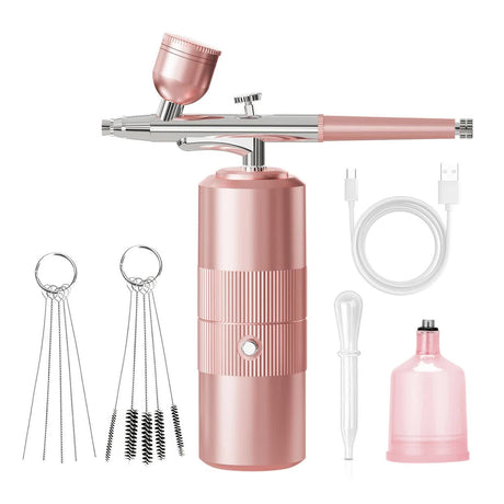 Pink Portable Wireless Airbrush Kit, Versatile for Nail Art, Painting, Makeup, and Model Making