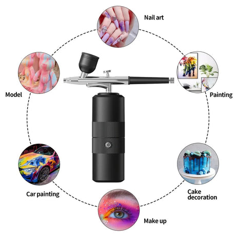 Green  Portable Wireless Airbrush Kit, Versatile for Nail Art, Painting, Makeup, and Model Making