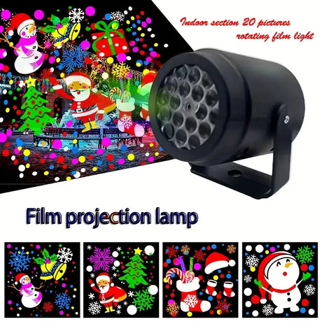 20-Pattern Christmas Projection Lamp, Plug-and-Play USB Lights Up a Fairy-Tale Christmas Night/golden