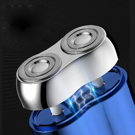 Green Men's Mini Electric Shaver, with USB-C Fast Charging, detachable dual-head system, portable design ideal for travel and business trips.