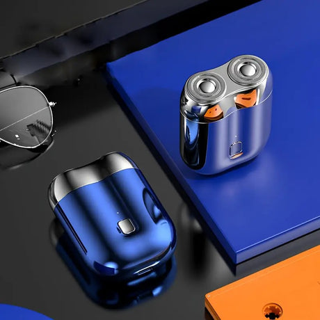 Green Men's Mini Electric Shaver, with USB-C Fast Charging, detachable dual-head system, portable design ideal for travel and business trips.