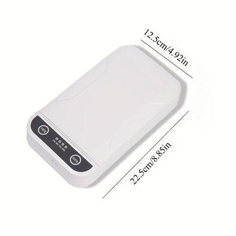 Portable Nail Disinfection Box, USB powered. Built‑in UV fast sterilization, suitable for nail and tattoo tools, PVC/plastic material, the ideal hygiene assistant for salons and studios.