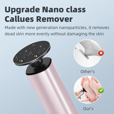 rose gold  Electric Foot File: 3-Speed Adjustable Nano-Level Filing, Type-C Fast Charge, Long Battery Life, Washable & Replaceable Heads, At-Home & Travel Foot Renewal Care