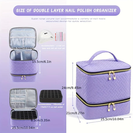 BLACK  Double‑layer woven storage, scientifically organized with large capacity—Professional Nail Tool Carry‑on Bag, keeping tools perfectly ordered.