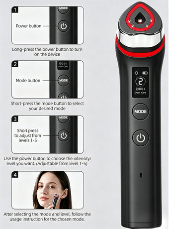 Beauty Device: Red and Blue Light, Home Use, Portable, Vibrating, Multi-Functional, with Voice Guidance, 5-Color Light Therapy, Eye Massage, Eye Care Device/