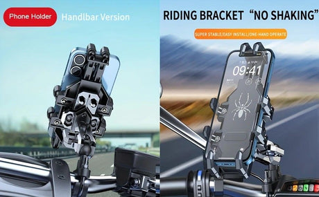 Shockproof Phone Mount, Compatible with Bicycles/Motorcycles/Scooters/ATVs, 720-Degree Rotation Anti-Shake, Fits 4.5-7 Inch Smartphones