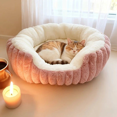 Pet owners are searching: Winter thick rabbit fur pet bed, ultimate cold-proof warmth solution(grey  NO:M)