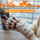 WHITE Cat Paw Fingerless Electric Heating Gloves, 3 adjustable heating levels, washable, 2000mAh battery, fluffy and warm, perfect for study and entertainment, ideal gift for birthdays and Christmas.