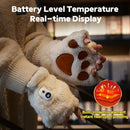 WHITE Cat Paw Fingerless Electric Heating Gloves, 3 adjustable heating levels, washable, 2000mAh battery, fluffy and warm, perfect for study and entertainment, ideal gift for birthdays and Christmas.