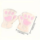 BLACK Cat Paw Fingerless Electric Heating Gloves, 3 adjustable heating levels, washable, 2000mAh battery, fluffy and warm, perfect for study and entertainment, ideal gift for birthdays and Christmas.