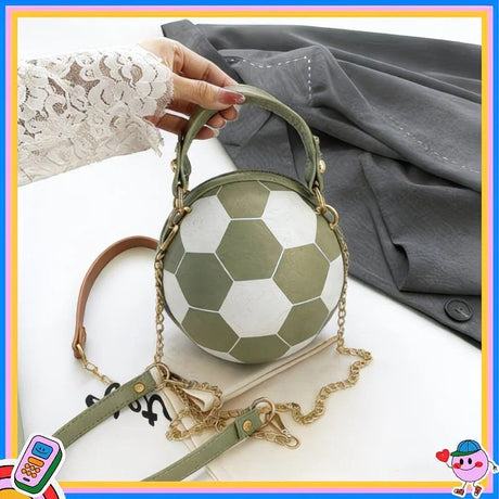 Soccer Theme Ladies Handbag, PU Material, Hand Carry Shoulder Crossbody Three Ways, Daily Outing Versatile Fashion(white)