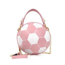 Soccer Theme Ladies Handbag, PU Material, Hand Carry Shoulder Crossbody Three Ways, Daily Outing Versatile Fashion(white)