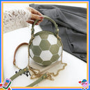 Soccer Theme Ladies Handbag, PU Material, Hand Carry Shoulder Crossbody Three Ways, Daily Outing Versatile Fashion(PINK)