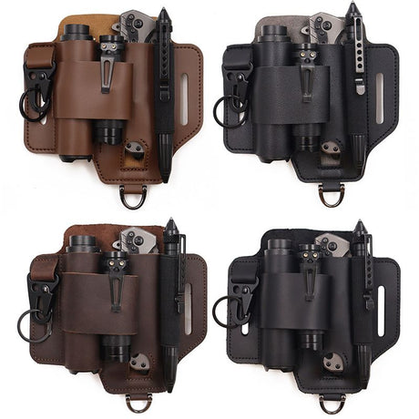 EDC Tactical Tool Holster – Multifunctional Outdoor Survival Utility Waist Pouch.(Cowhide brown without tools.)