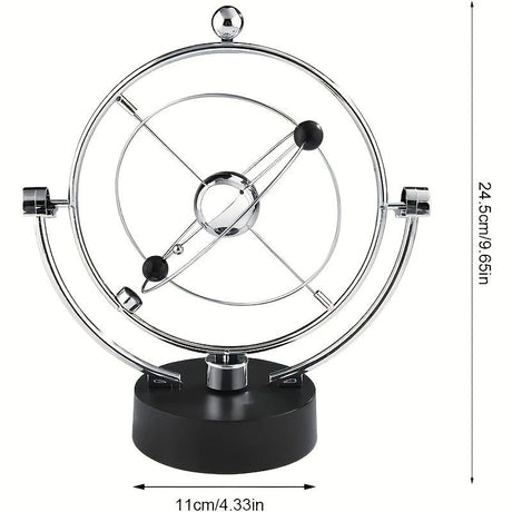 Newton's Cradle, an artistic craft piece for both home and office – a perpetual motion desktop ornament (requires 4 AA batteries to operate / batteries not included).
