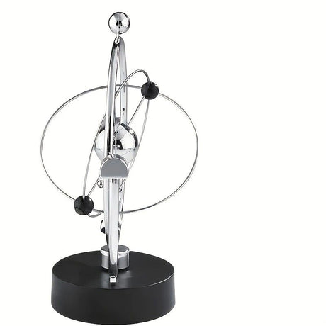 Newton's Cradle, an artistic craft piece for both home and office – a perpetual motion desktop ornament (requires 4 AA batteries to operate / batteries not included).