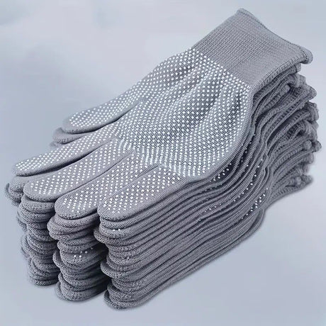 10 pairs Nylon Dot Grip Work Gloves – 13-Gauge PVC Dots Safety Gloves for Construction, Electrical & Handling, Breathable Knit, Non-Slip(black)