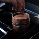 Oil Nubuck Leather Barrel Piggy Bank, Top-Grain Cowhide Plain Design, Zipper Closure Portable（coffee color）