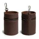 Oil Nubuck Leather Barrel Piggy Bank, Top-Grain Cowhide Plain Design, Zipper Closure Portable（brown）