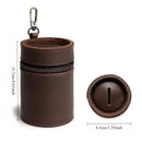 Oil Nubuck Leather Barrel Piggy Bank, Top-Grain Cowhide Plain Design, Zipper Closure Portable（brown）