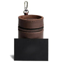 Oil Nubuck Leather Barrel Piggy Bank, Top-Grain Cowhide Plain Design, Zipper Closure Portable（brown）