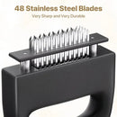 304 Stainless Steel 48-Blade Meat Tenderizer, Non-Slip Handle with Auto-Retraction, Quickly Cuts Tendons and Shortens Cooking Time, Works for Steak Lamb Chops Chicken Breast, Kitchen Essential