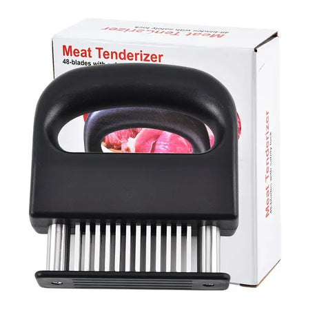 304 Stainless Steel 48-Blade Meat Tenderizer, Non-Slip Handle with Auto-Retraction, Quickly Cuts Tendons and Shortens Cooking Time, Works for Steak Lamb Chops Chicken Breast, Kitchen Essential