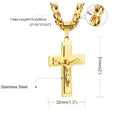 Trendy Gold-Plated Cross Men's Pendant, paired with a Cuban chain—a bold, personal expression of faith.silver