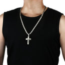 Trendy Gold-Plated Cross Men's Pendant, paired with a Cuban chain—a bold, personal expression of faith.silver
