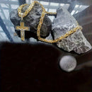 Trendy Gold-Plated Cross Men's Pendant, paired with a Cuban chain—a bold, personal expression of faith.silver