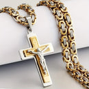 golden Trendy Gold-Plated Cross Men's Pendant, paired with a Cuban chain—a bold, personal expression of faith.