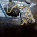 golden Trendy Gold-Plated Cross Men's Pendant, paired with a Cuban chain—a bold, personal expression of faith.