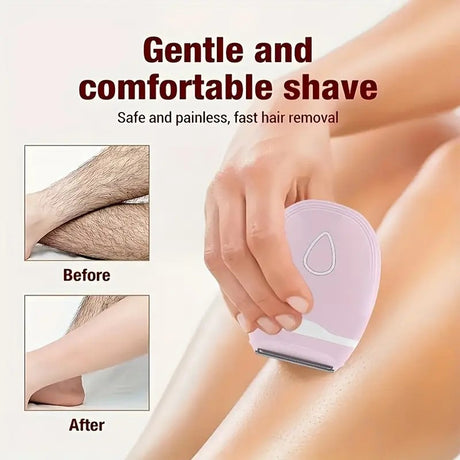 pink Women's Electric Hair Remover, Portable Shaver, suitable for bikini line, legs, and underarms, with detachable blade head.