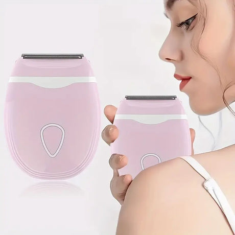 pink Women's Electric Hair Remover, Portable Shaver, suitable for bikini line, legs, and underarms, with detachable blade head.